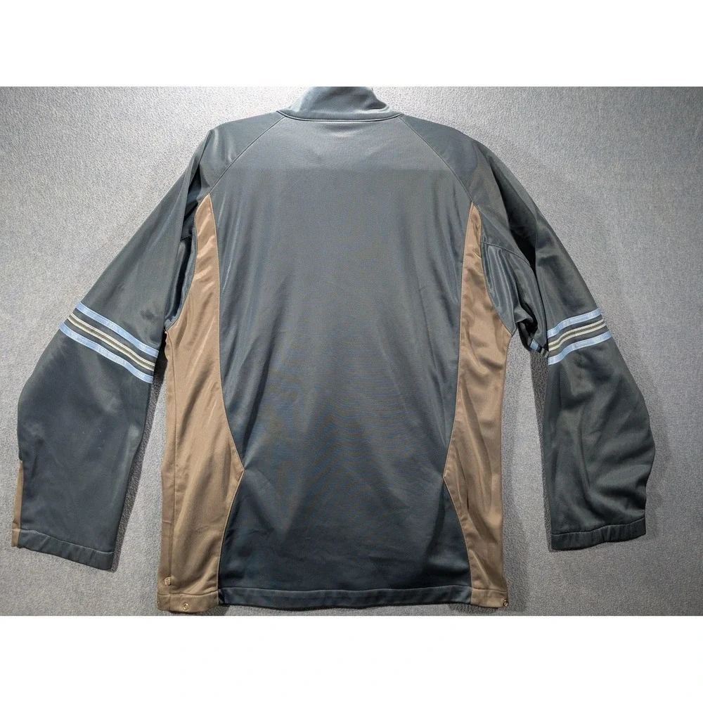 Bullion Track Jacket Mens Large Blue Tan Colorblock Full Zip Stripe Pockets